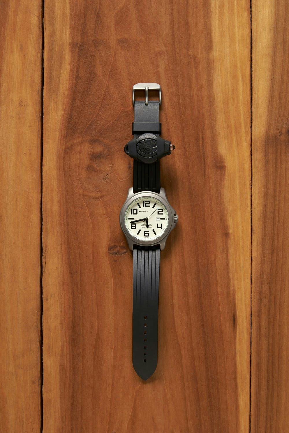 mens watch accessory flat lay photography on wood panel 