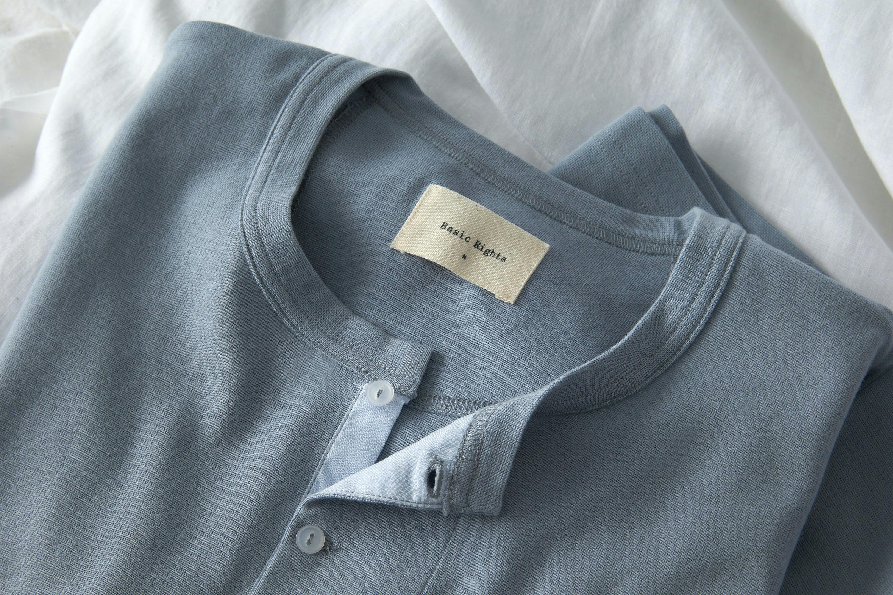 high-quality photograph of blue t-shirt with soft tones 